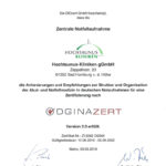 Dieses Bild zeigt das Zertifikat der Zentralen Notaufnahme der Hochtaunus-Kliniken.